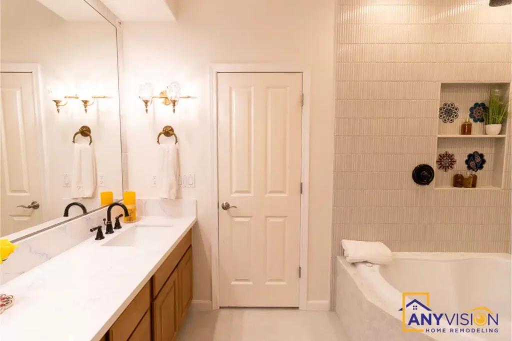 small shower door with large mirror