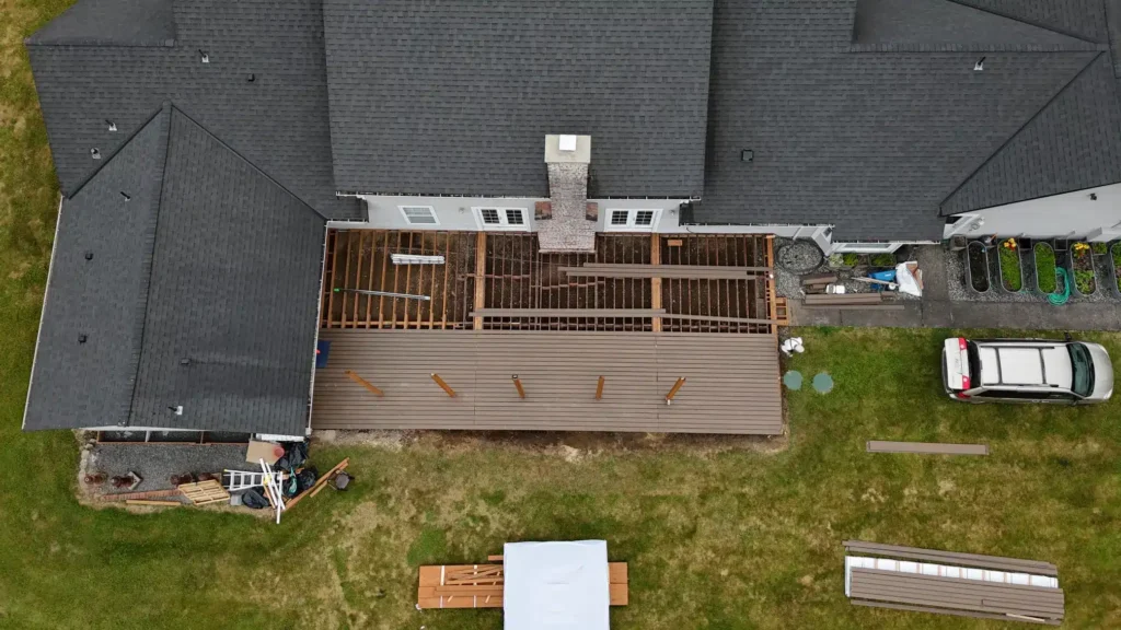 in construction deck with pergola project