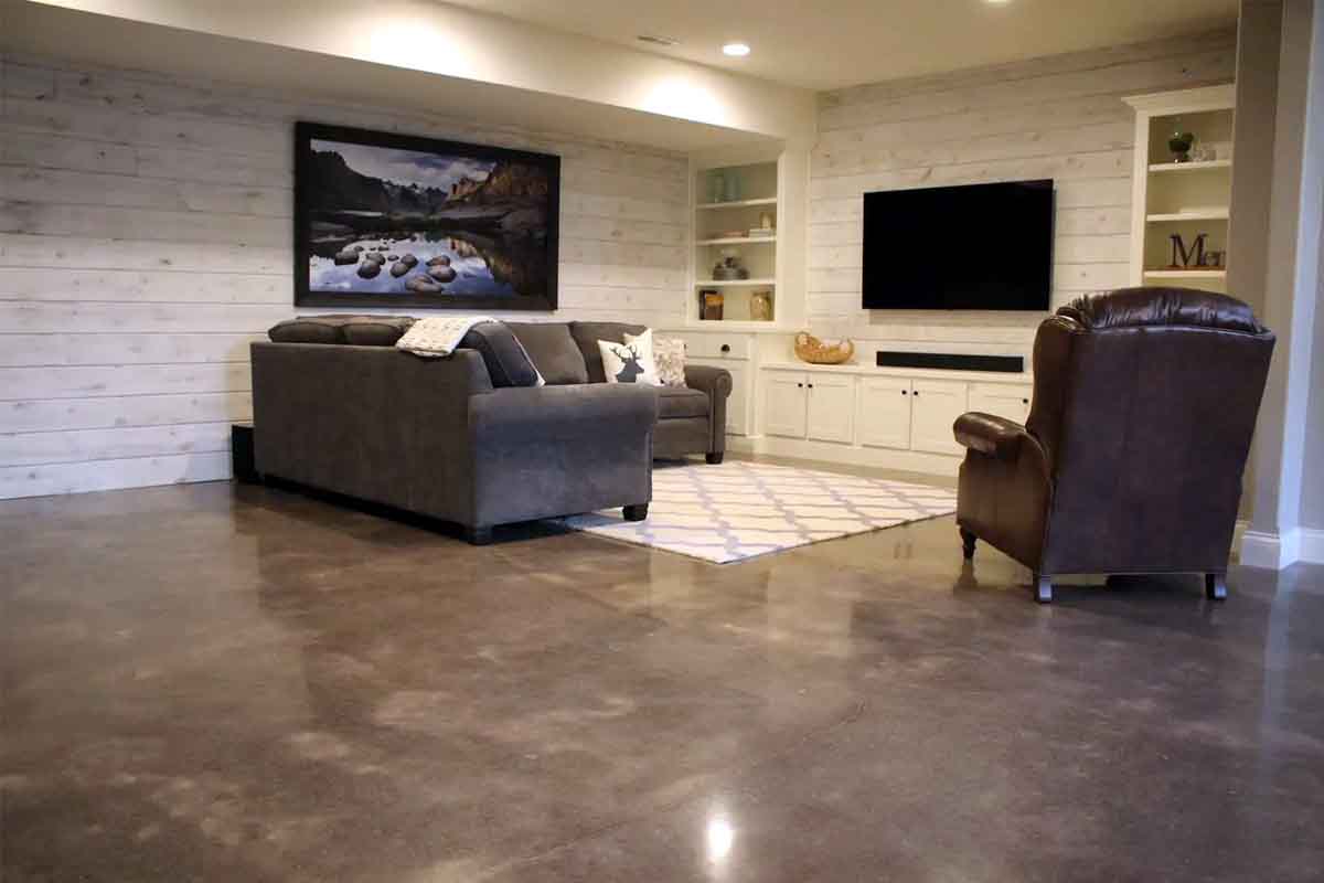 Various basement flooring options including tiles, vinyl, and wood