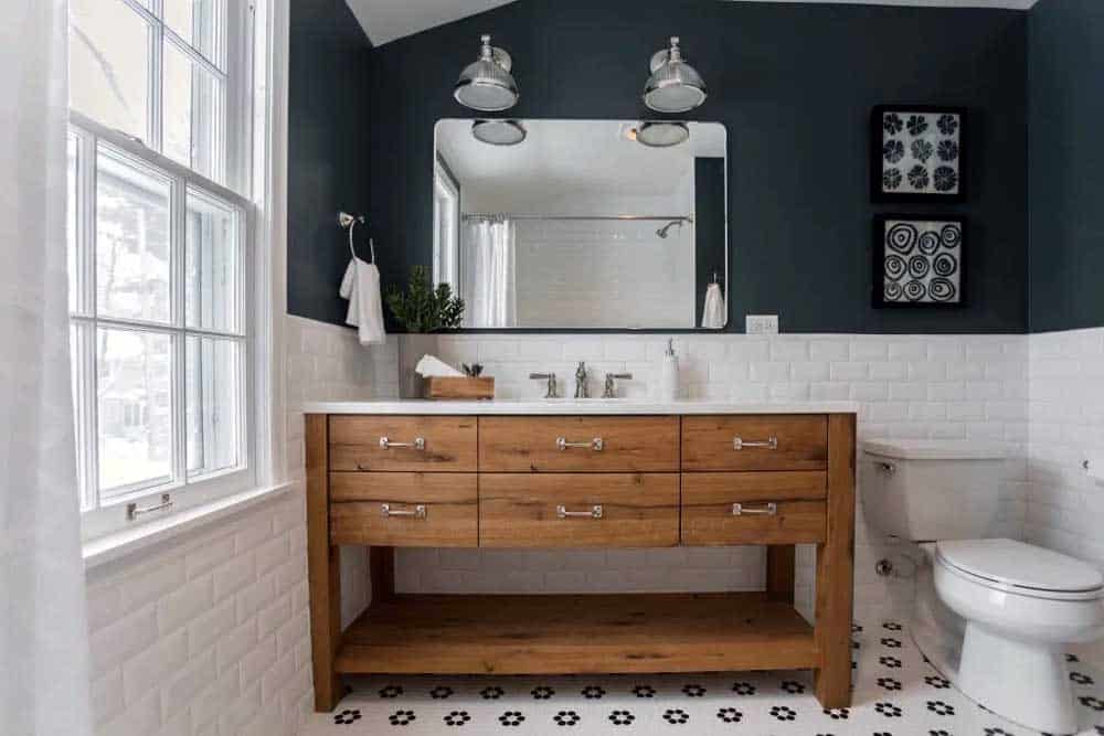 modern bathroom vanity with stylish color and texture
