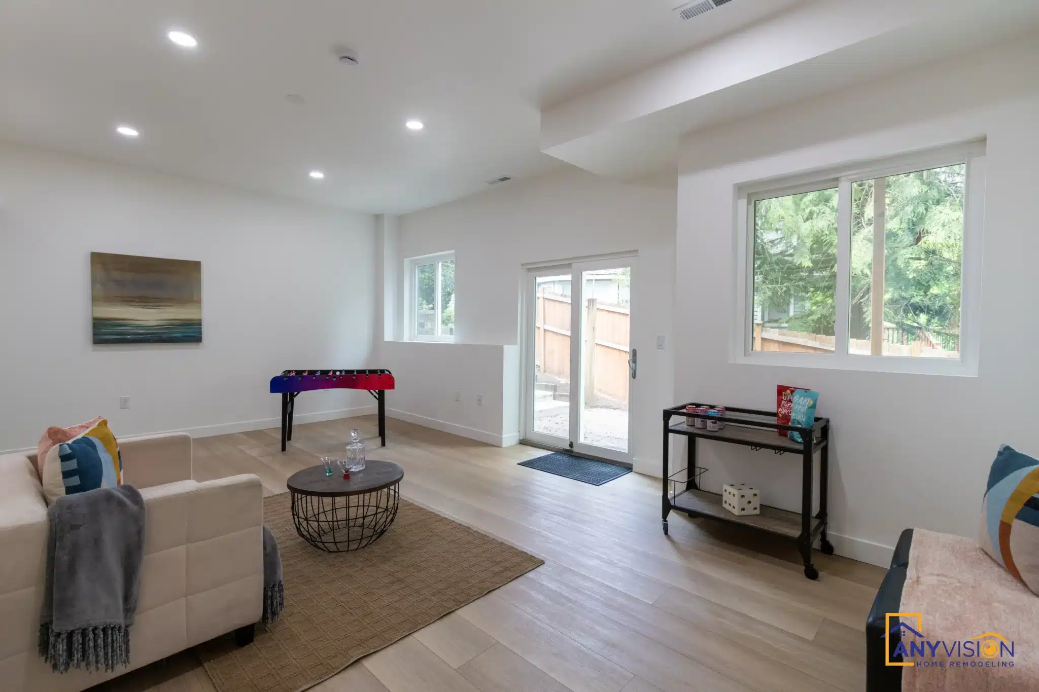 Living area with sliding doors to the garden