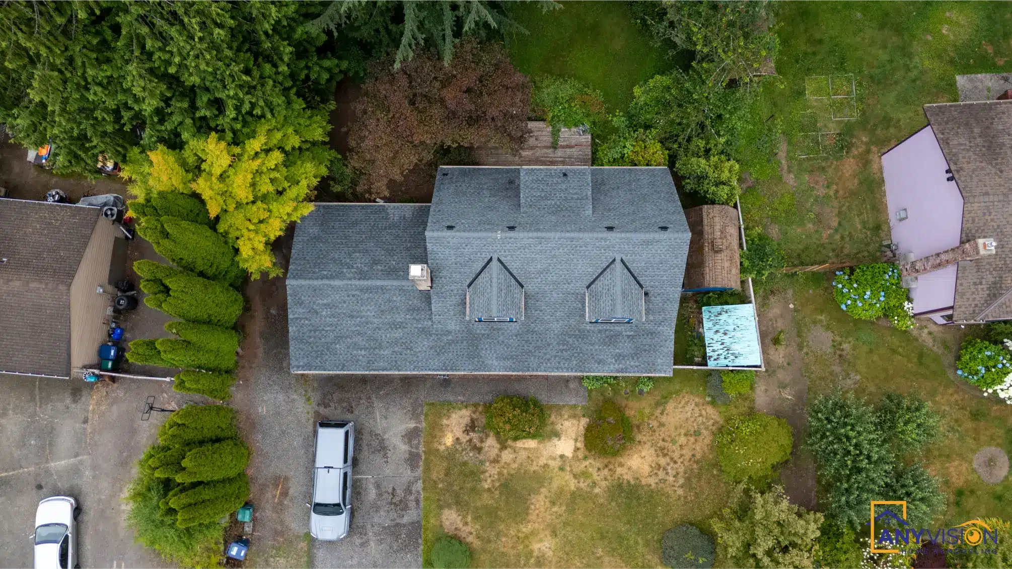 Aerial view of the property and its setting