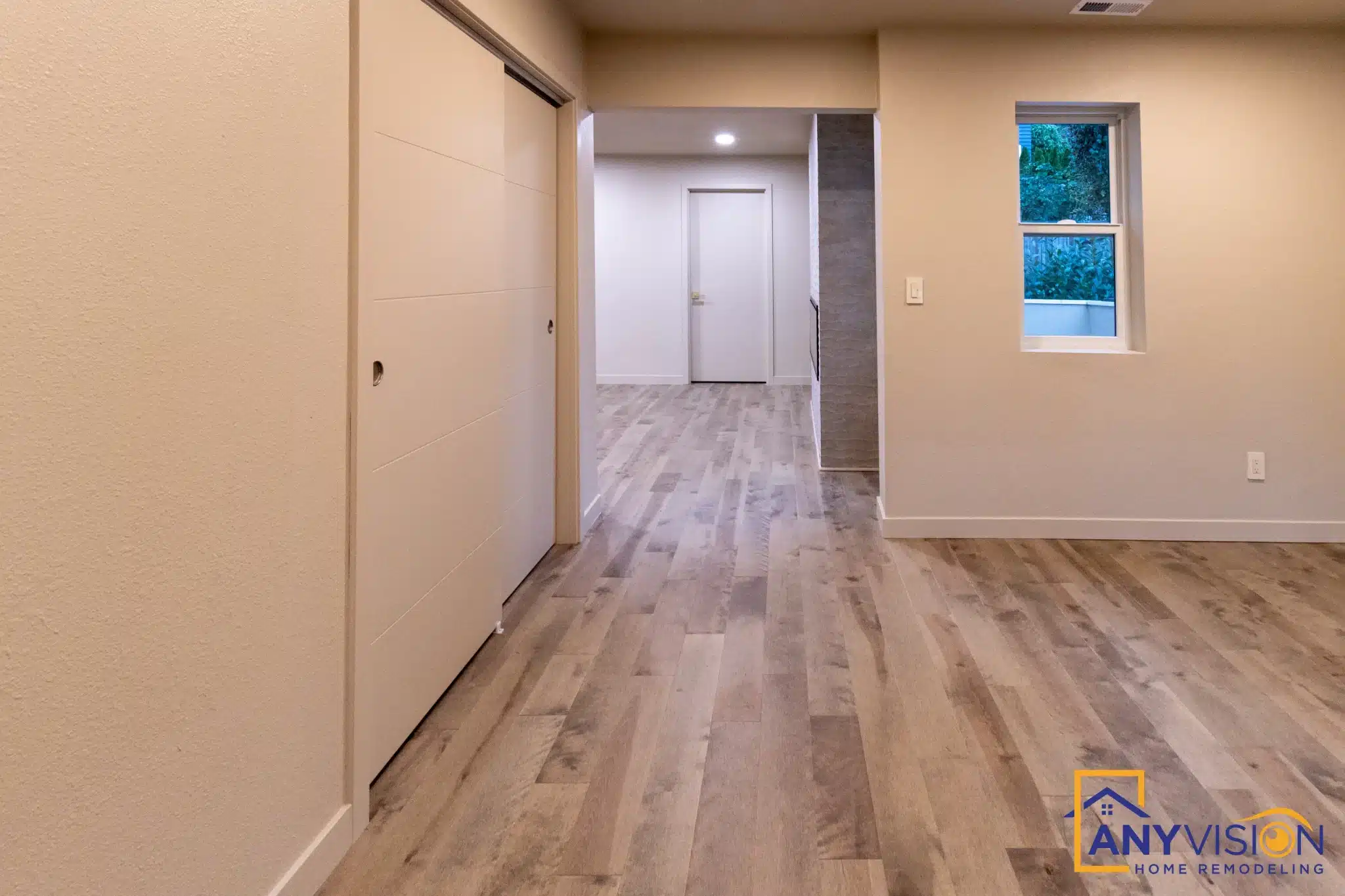 Hallway connecting the bedroom to the ensuite and closet