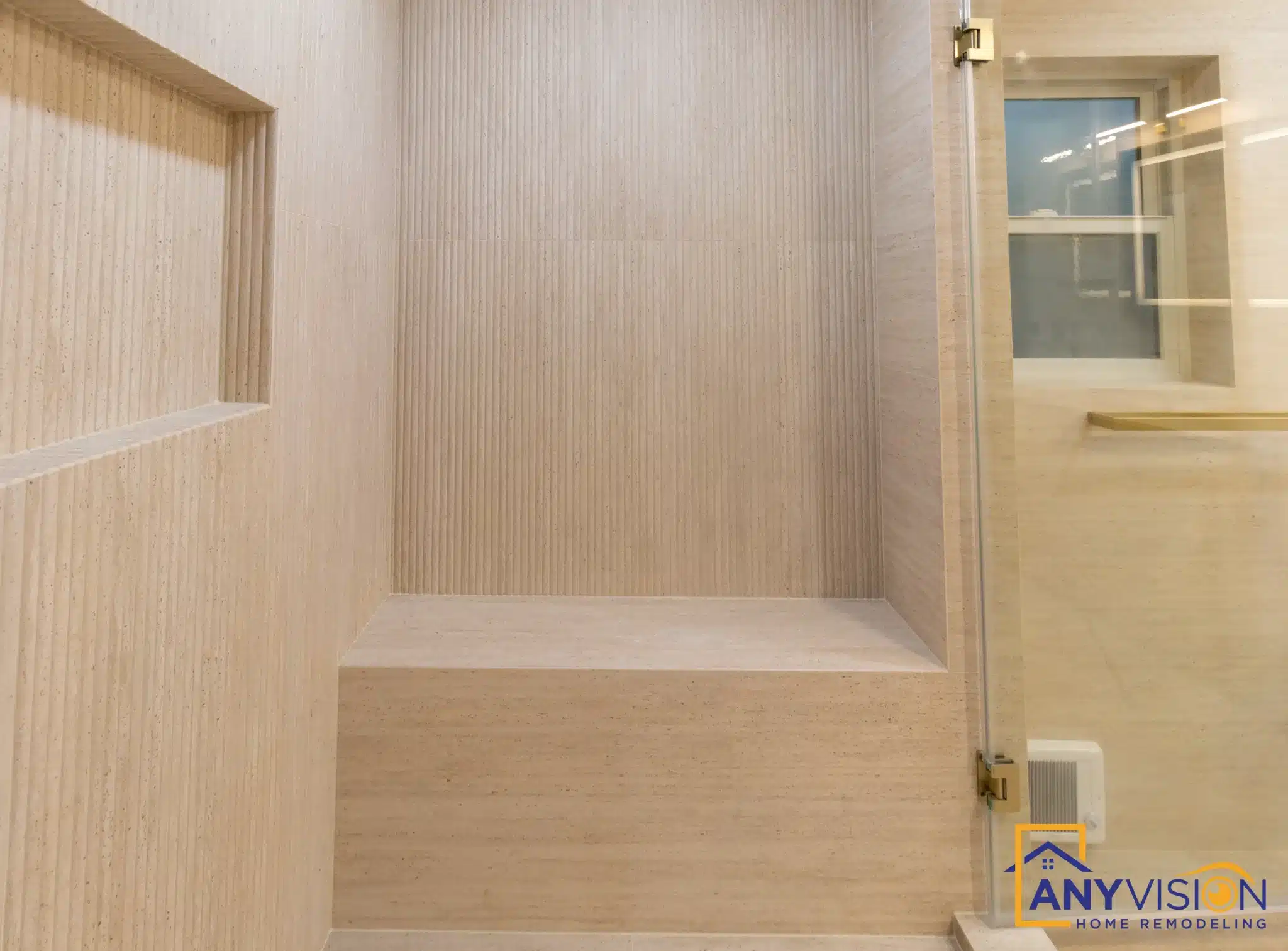 Tiled shower bench and recessed niche