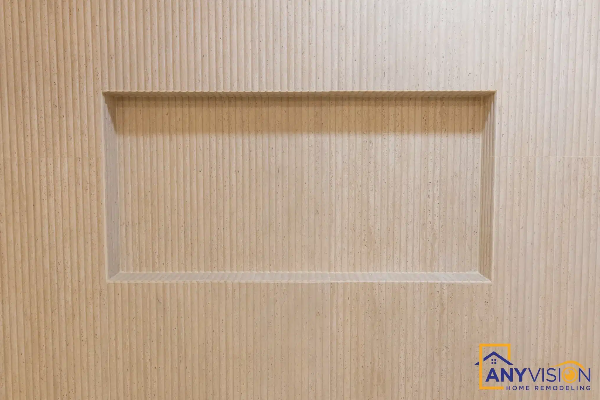 Recessed niche detail in fluted tile