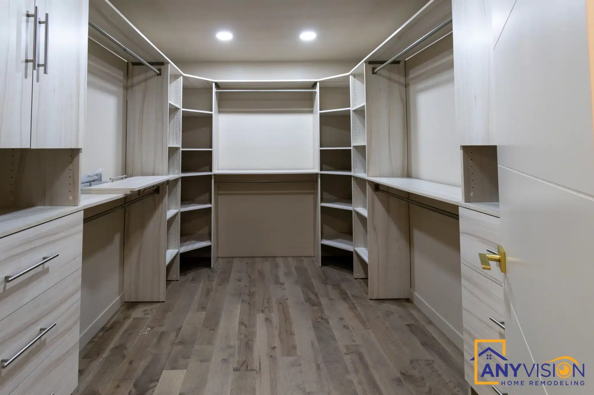 Fitted walk-in closet completed as part of an Anyvision suite addition