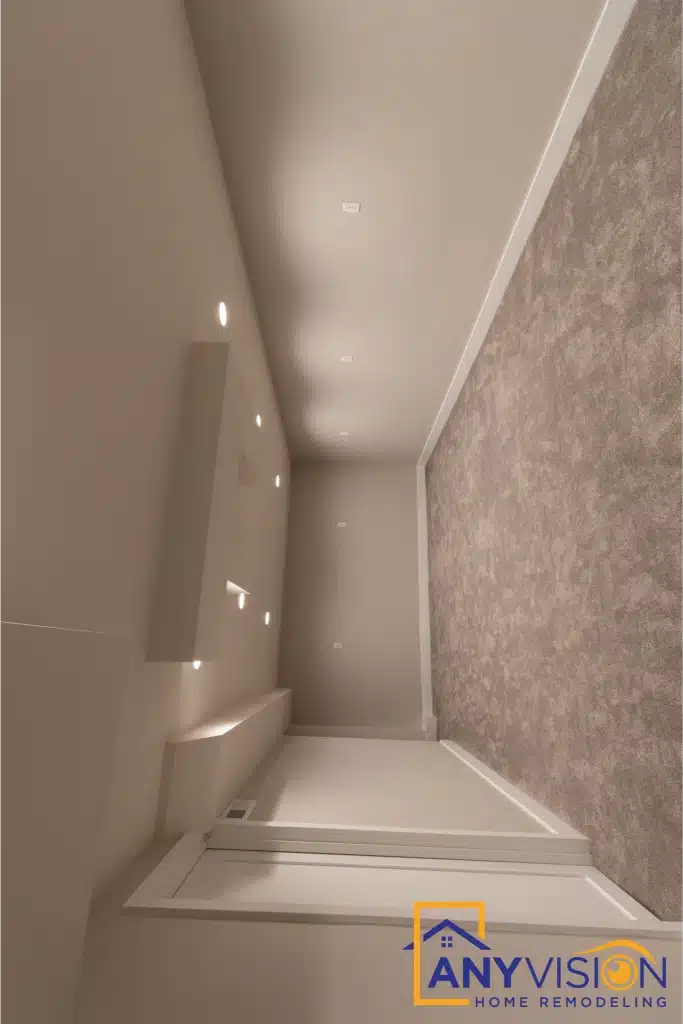 Finished wall and lighting detail in the remodelled lower level