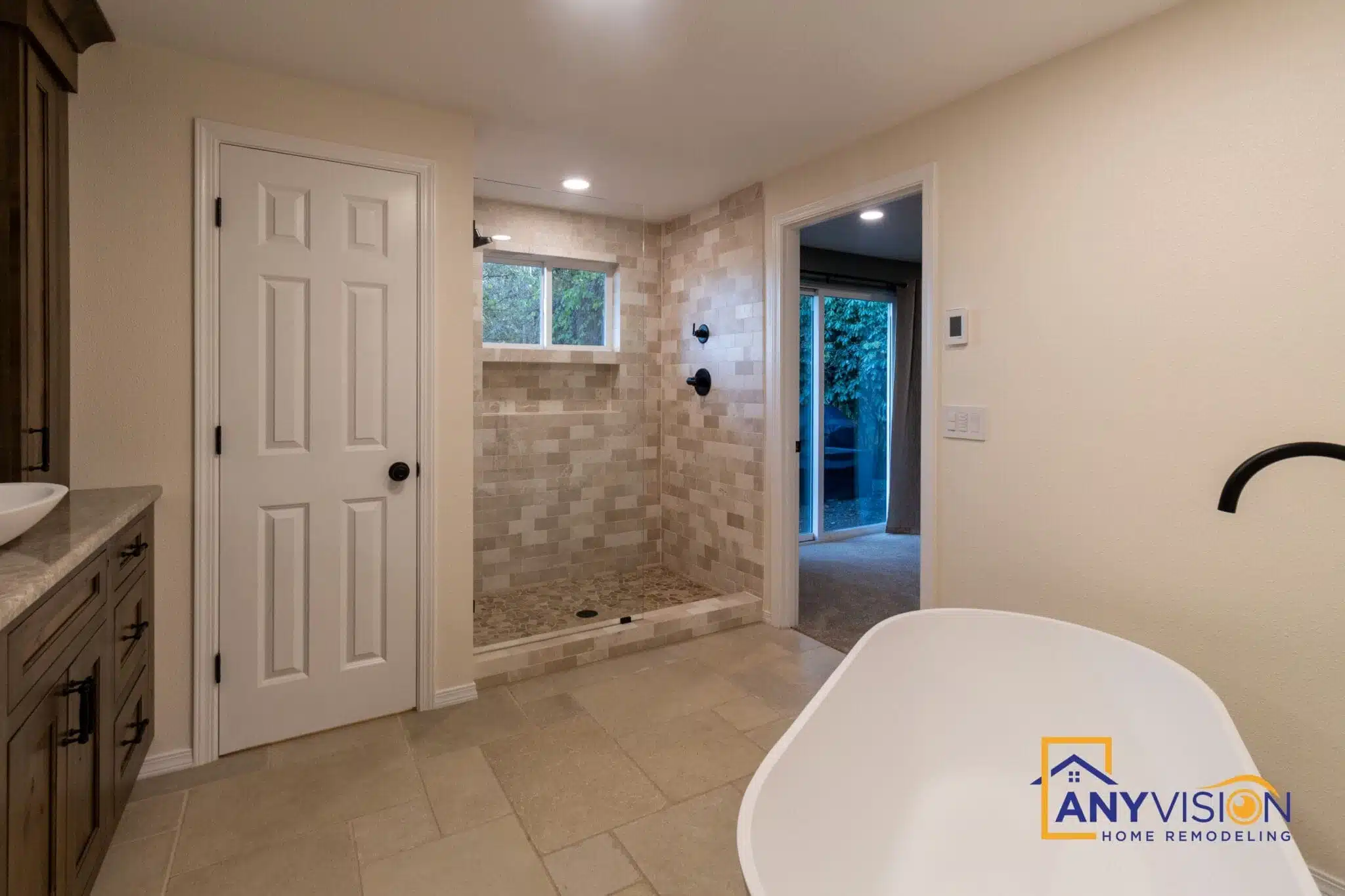 View from the hallway into the new ensuite bathroom