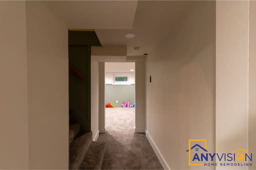 Doorways into the guest wing within the finished lower level