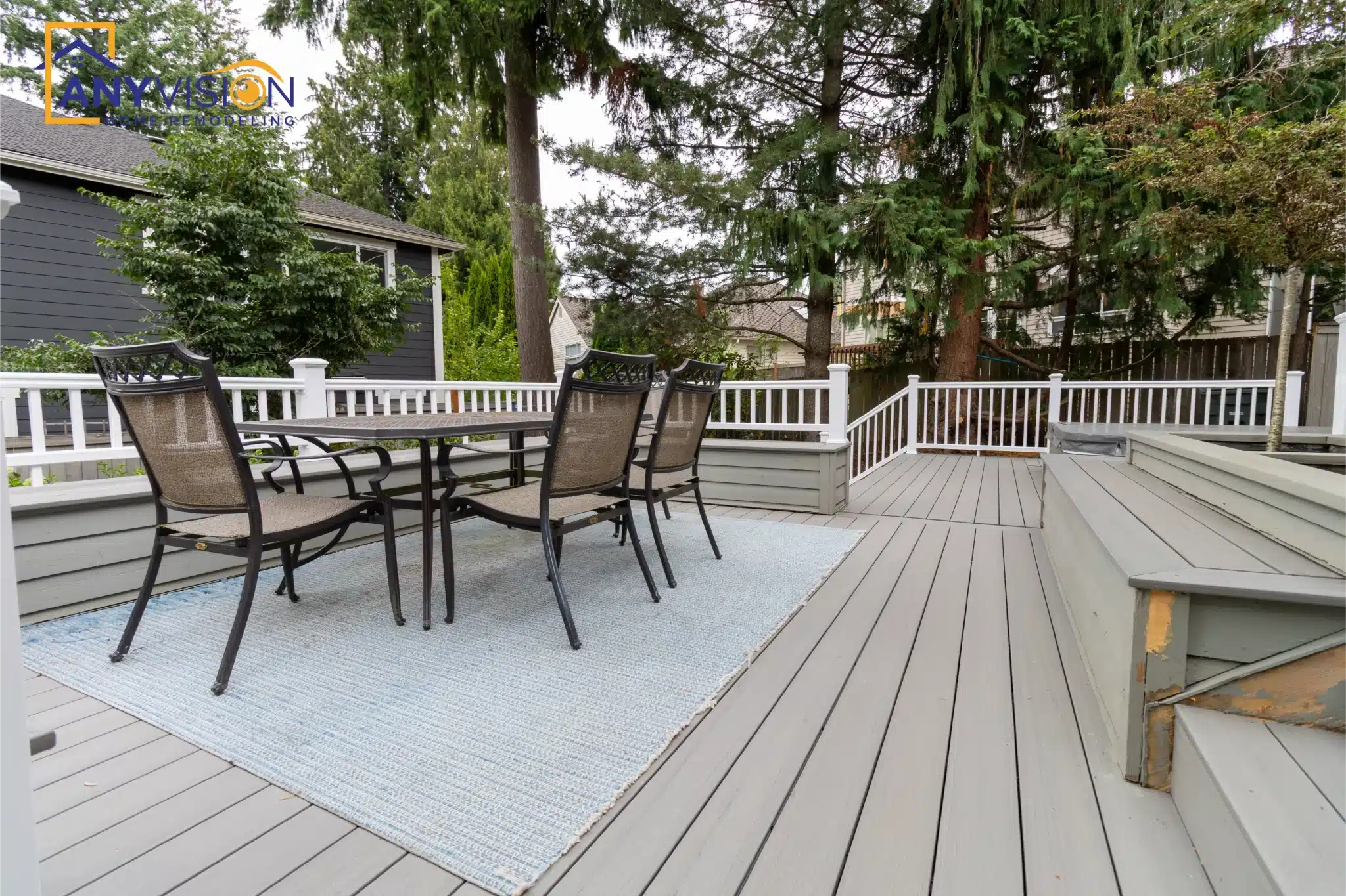 Deck and patio levels seen from the seating area