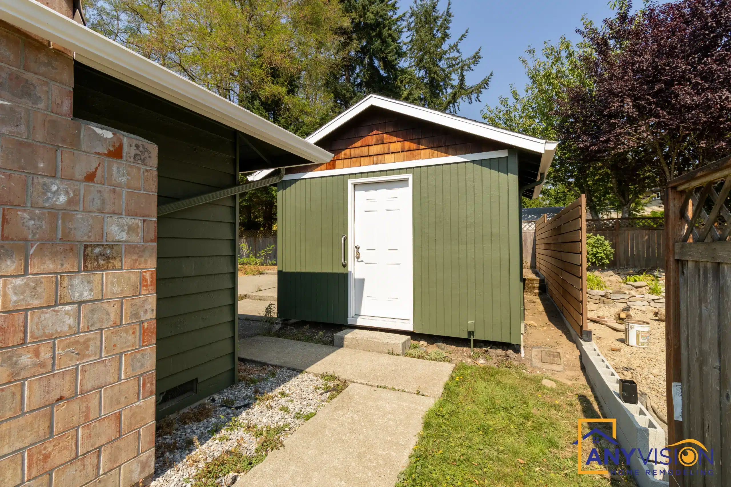 Exterior of the detached storage building