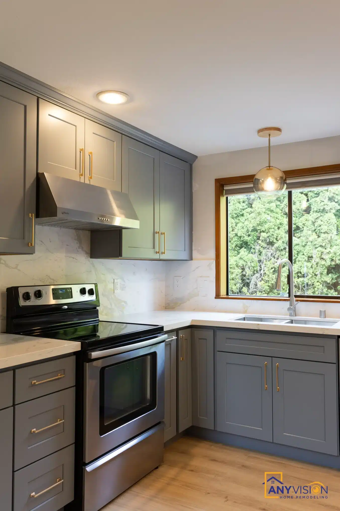 Range wall with the window alongside