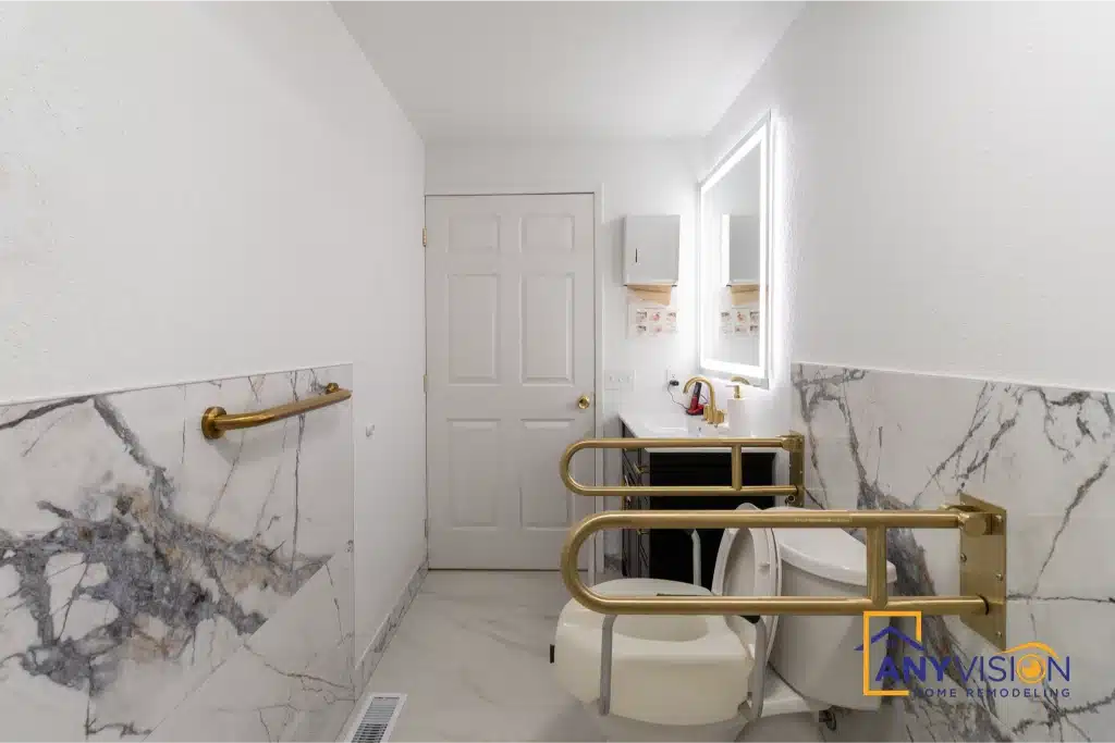 Grab bars and clearances around the WC and basin