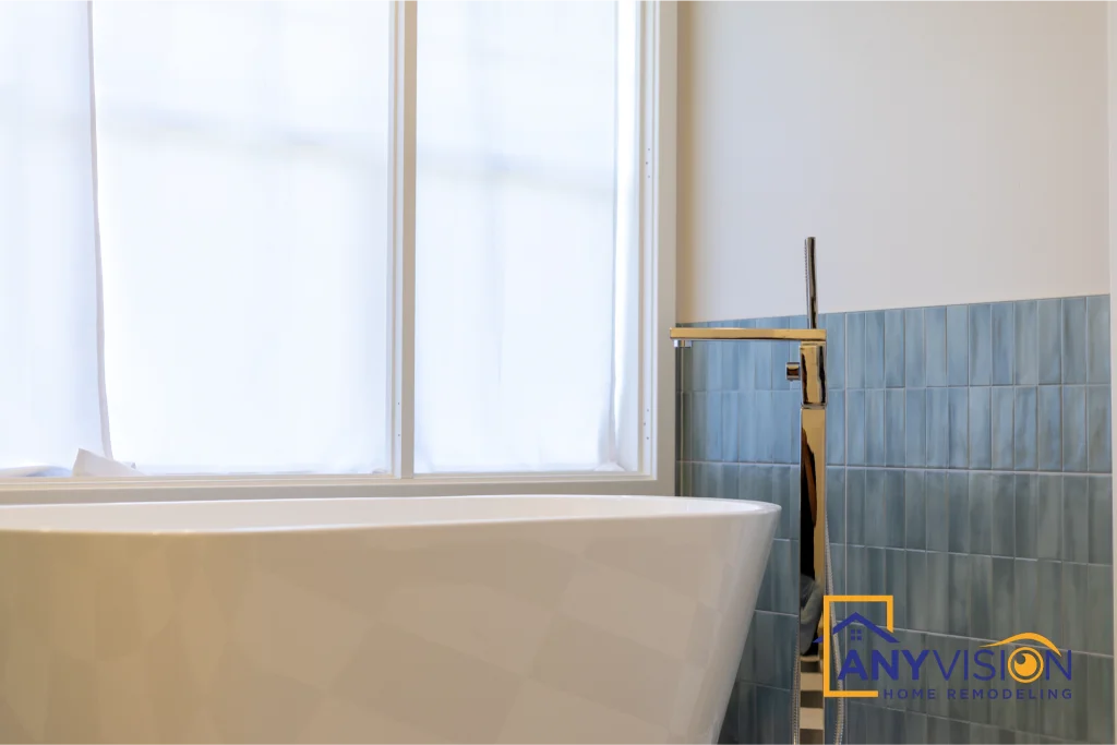 Tub and window from the far side of the room