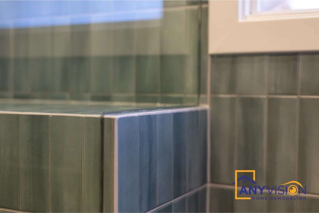 Tile meeting the window reveal in the shower zone