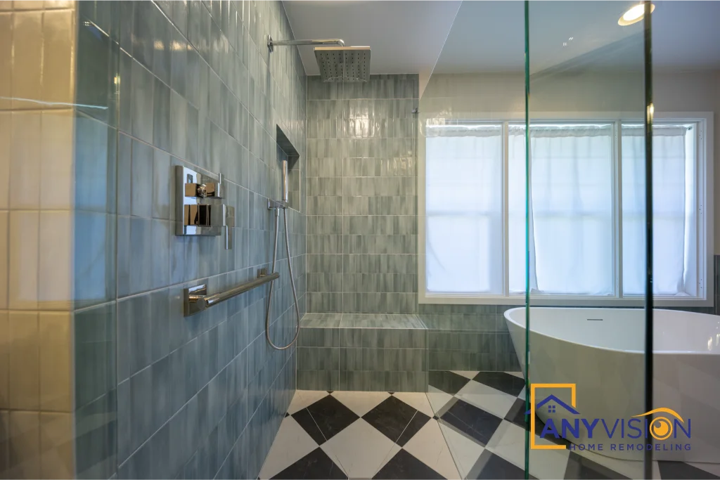 Full height of the shower with the window alongside
