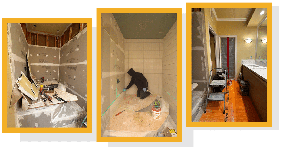 the remodeling process of the Bellevue bathroom remodeling project